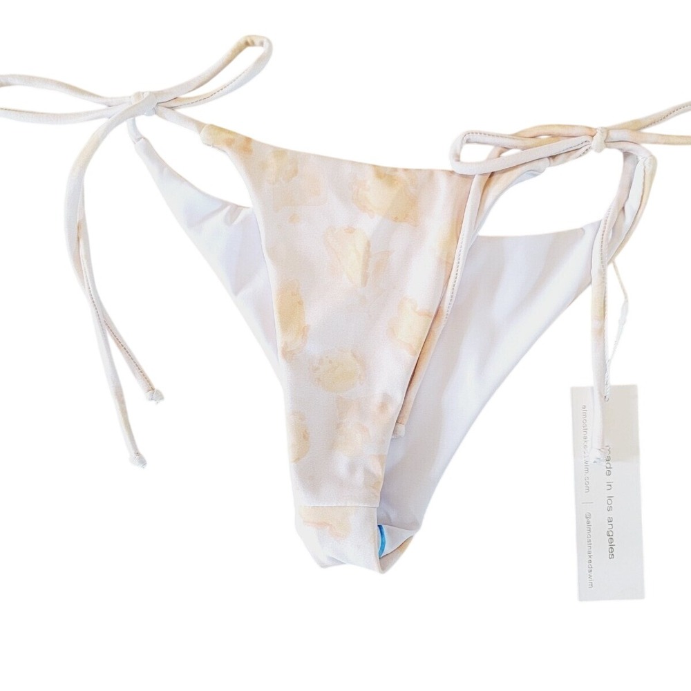 Almost Naked‎ S String Bikini Bottom Womens Small Brazilian Peach Side Ties NWT
